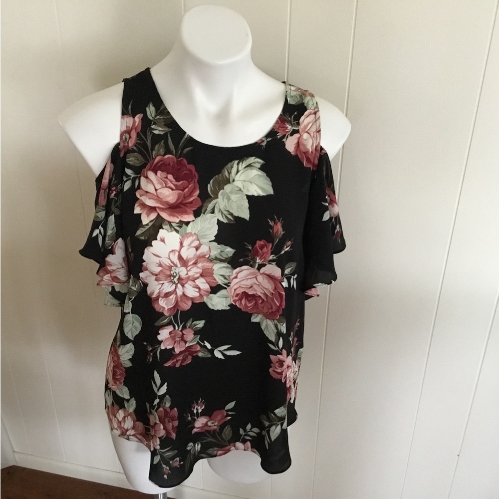 Womens peekaboo sleeve blouse